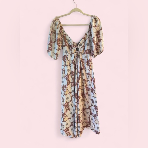 Abercrombie & Fitch Floral Puff Sleeve Midi Dress | Size M - Picture 3 of 7